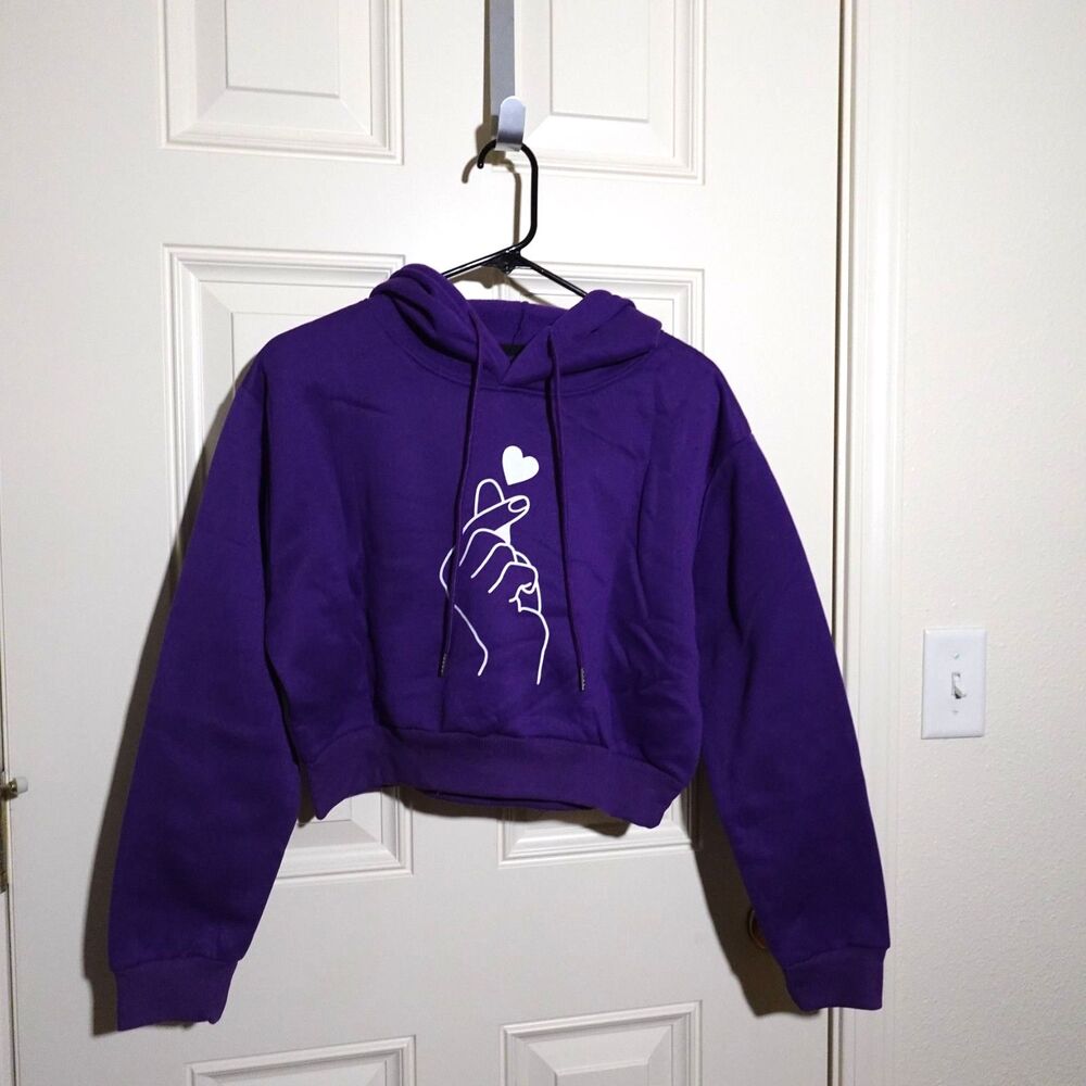 Shein Purple Cropped Hoodie